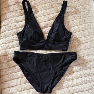 Aerie Black Real Good Swim Black Bikini (Top S, Bottoms M)